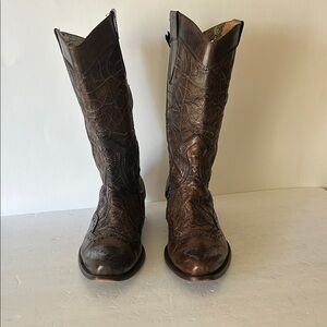 Siren by Marc Nason Intricate Brown Leather Cowboy Boots